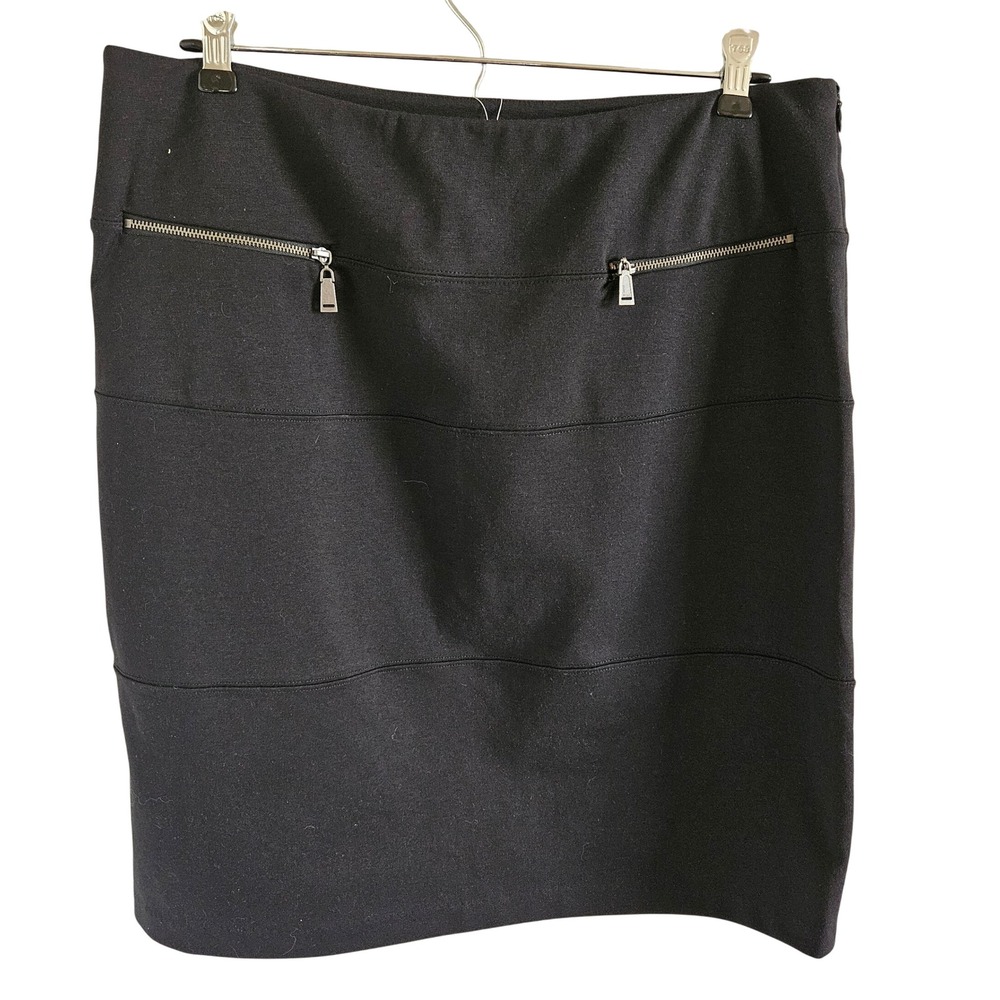 Mac & Jac Black Zipper Accent Paneled Pencil Skirt Womens 14 NWT